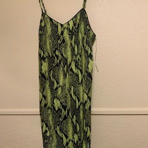 Snake Print Side Slit Midi Dress